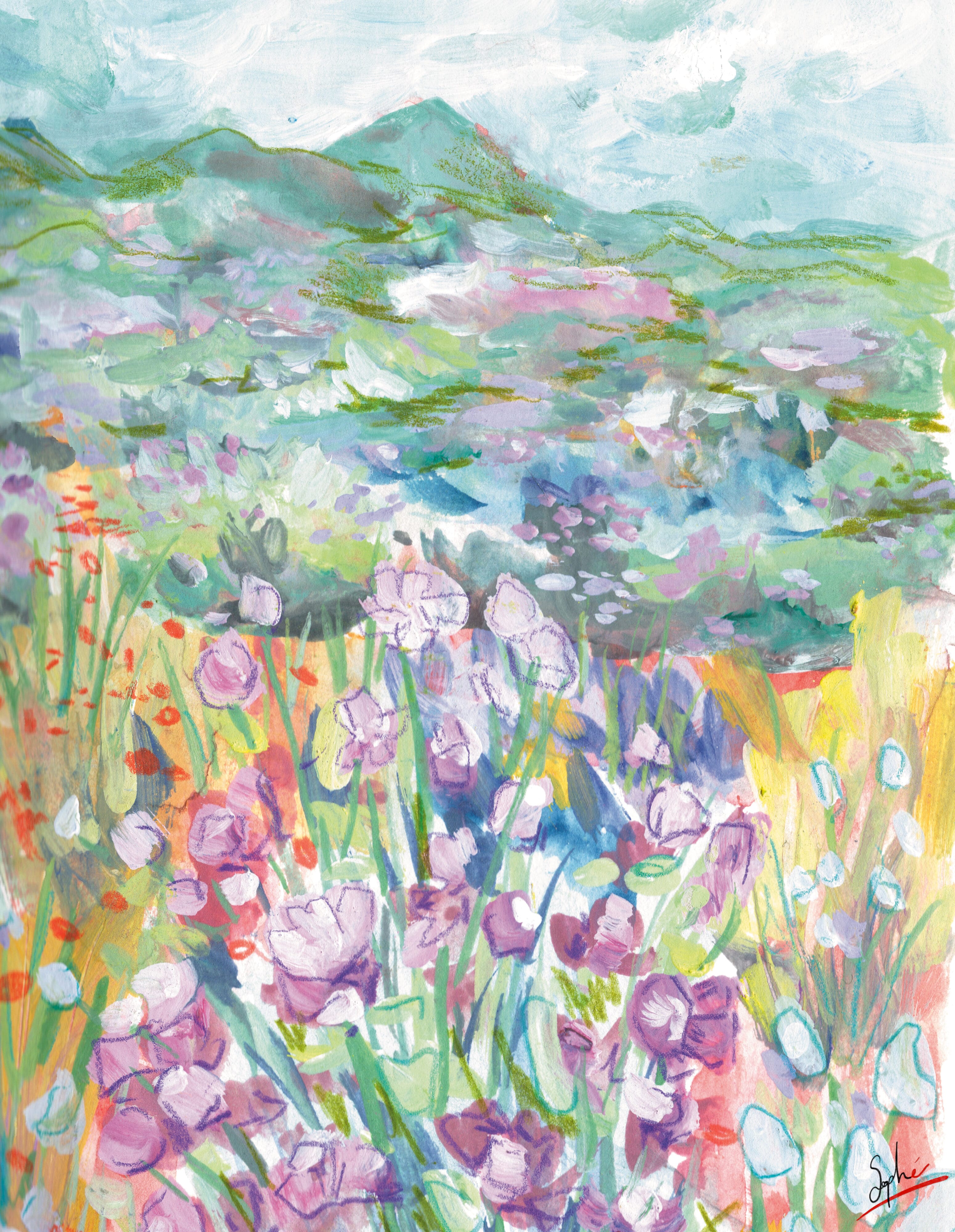 Champ et montagnes par Sophé