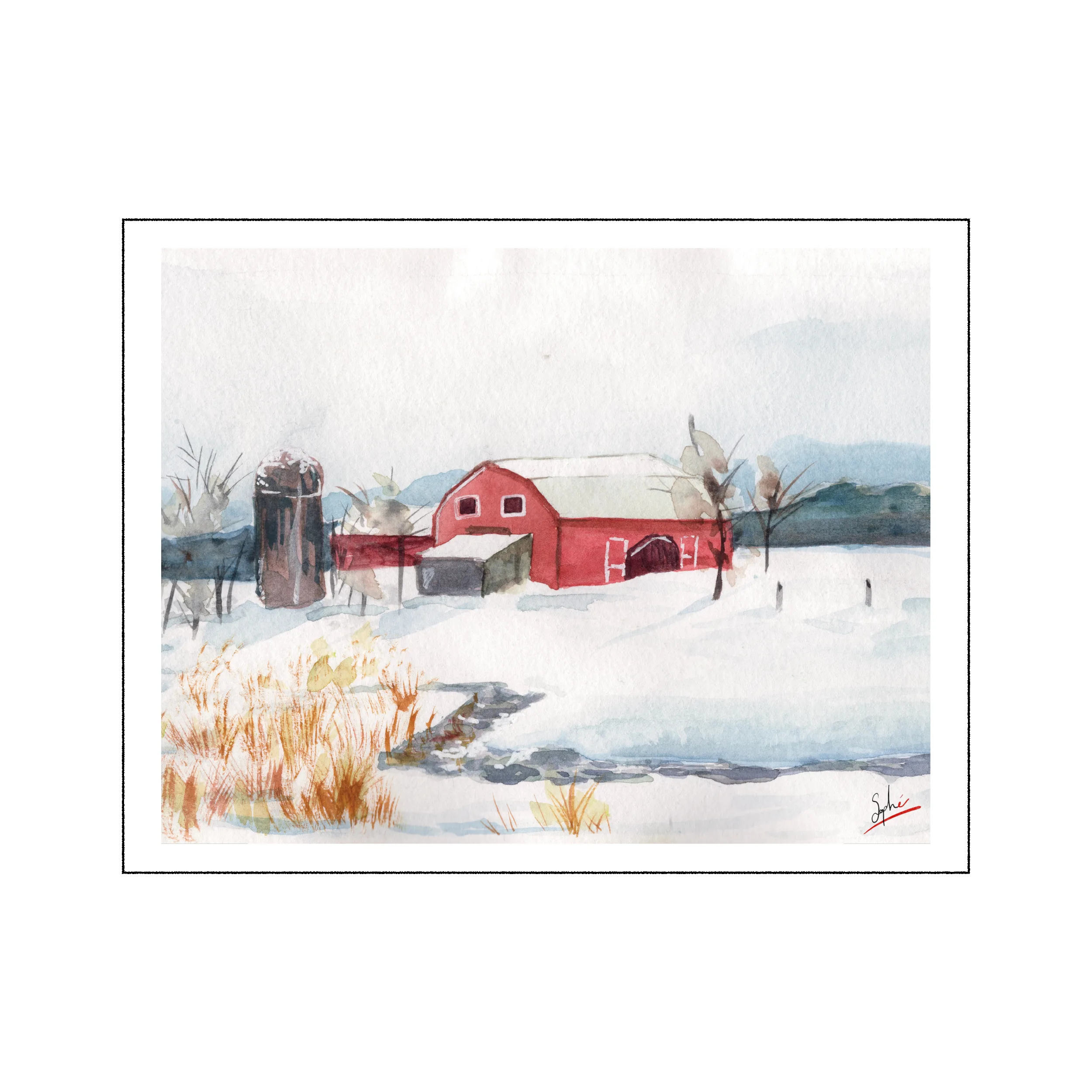 Grange en hiver par Sophé