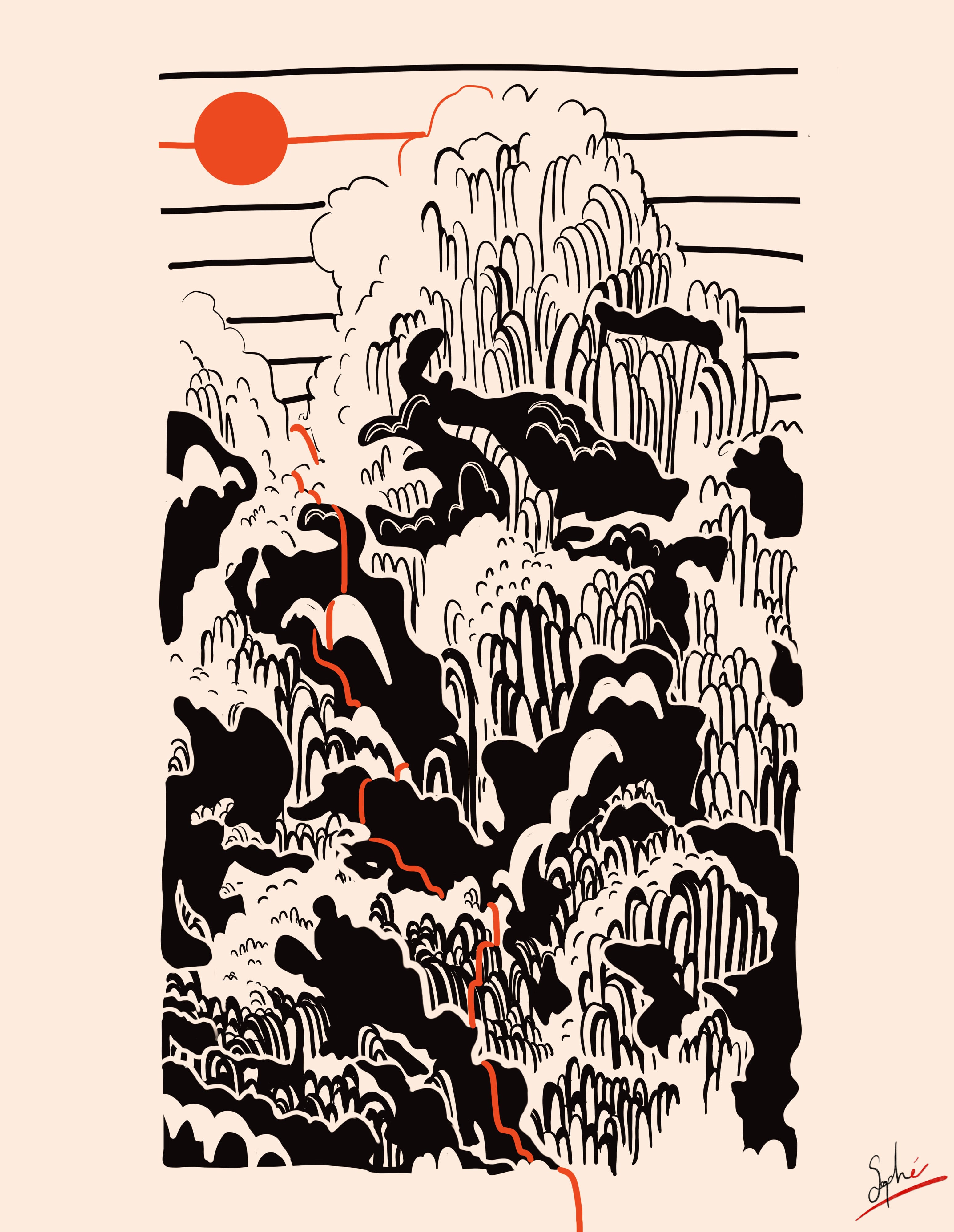 Montagnes et soleil par Sophé