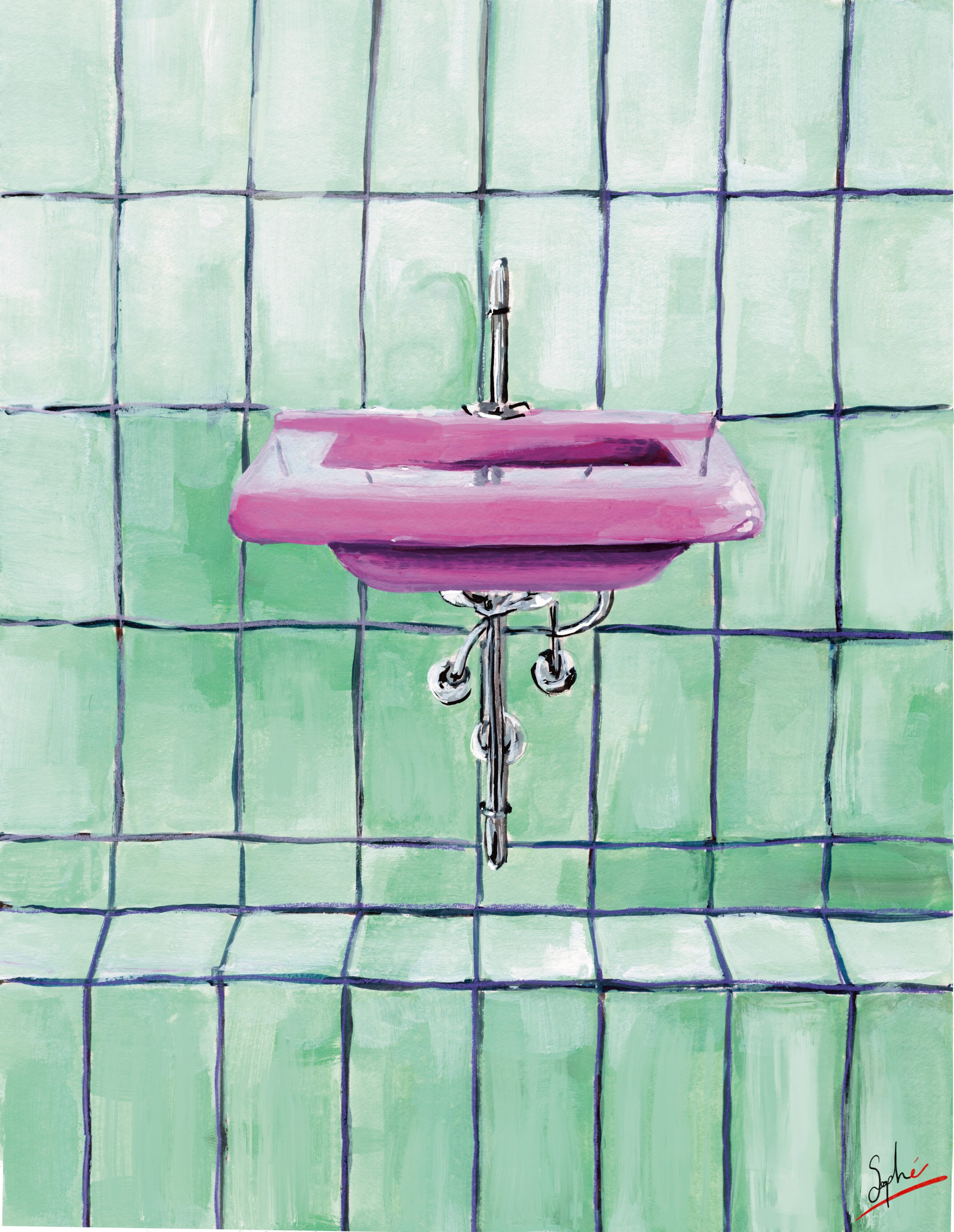 Lavabo rose par Sophé