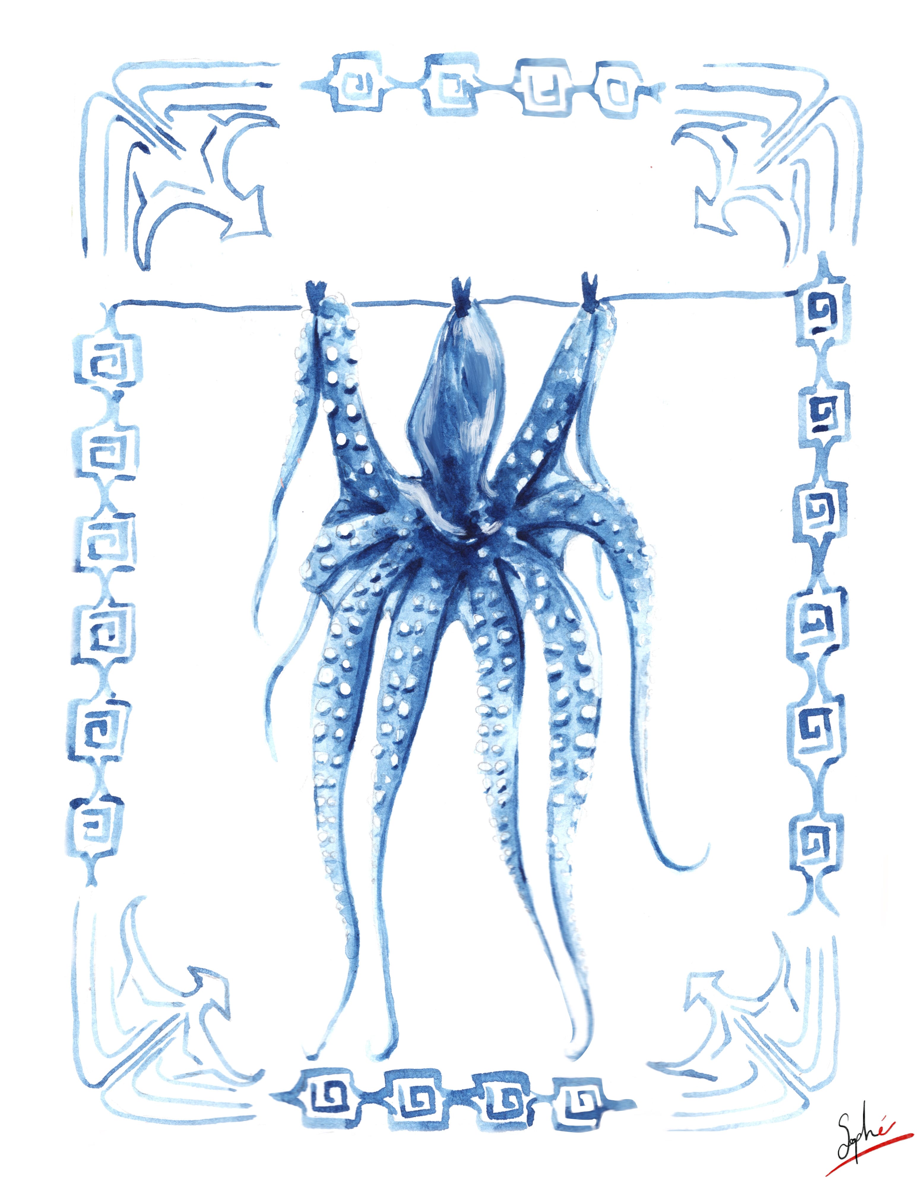 Pieuvre monochromatique par Sophé