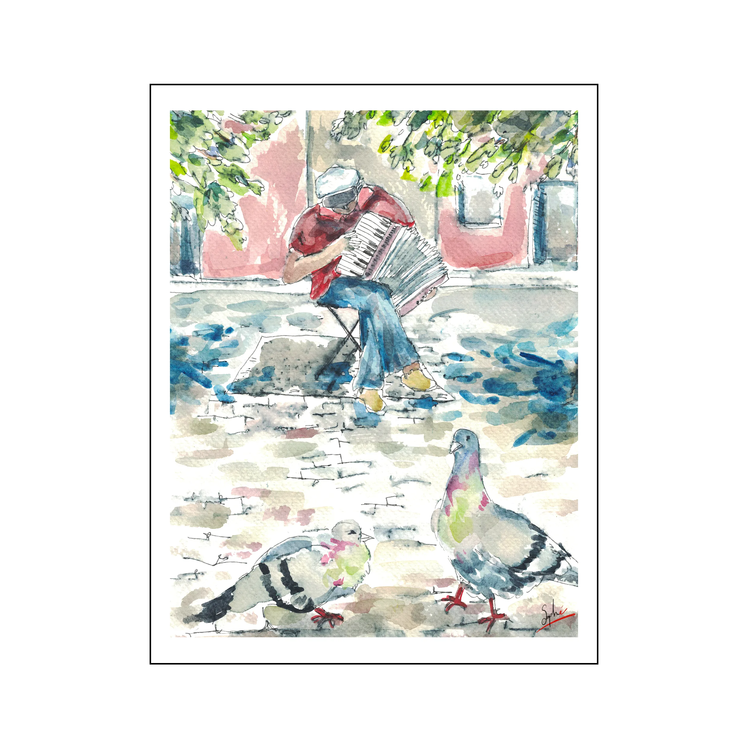 Pigeons et accordéon par Sophé