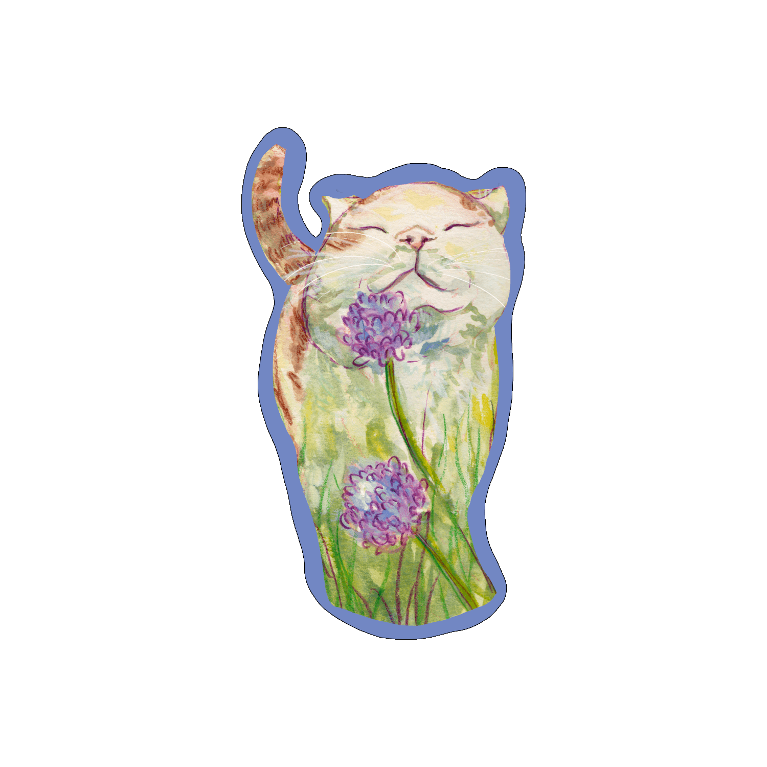 Chat et fleurs par Sophé