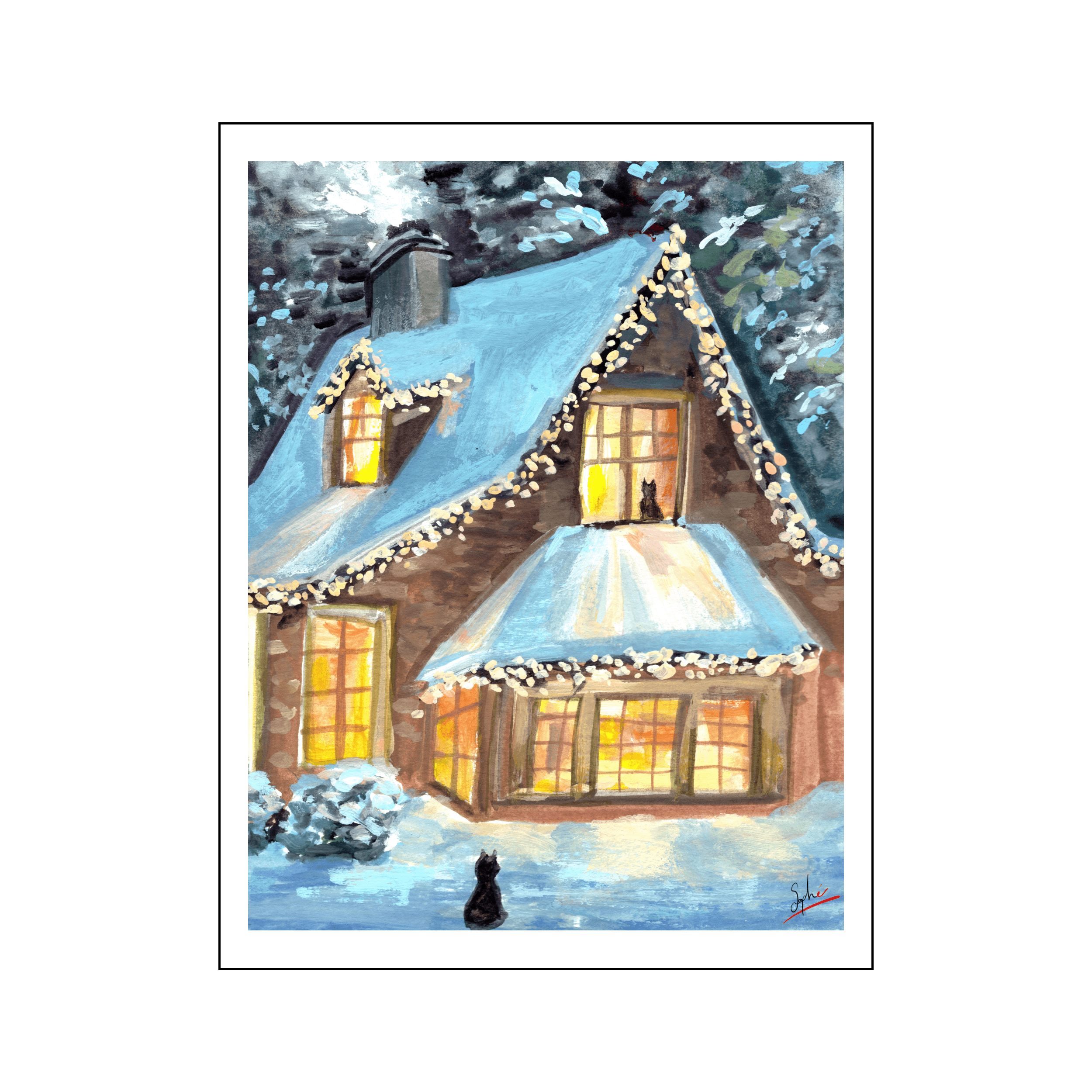 Maison et chats par Sophé