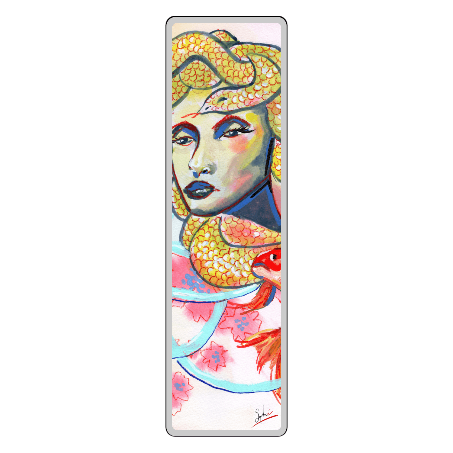 Médusa et poisson rouge par Sophé