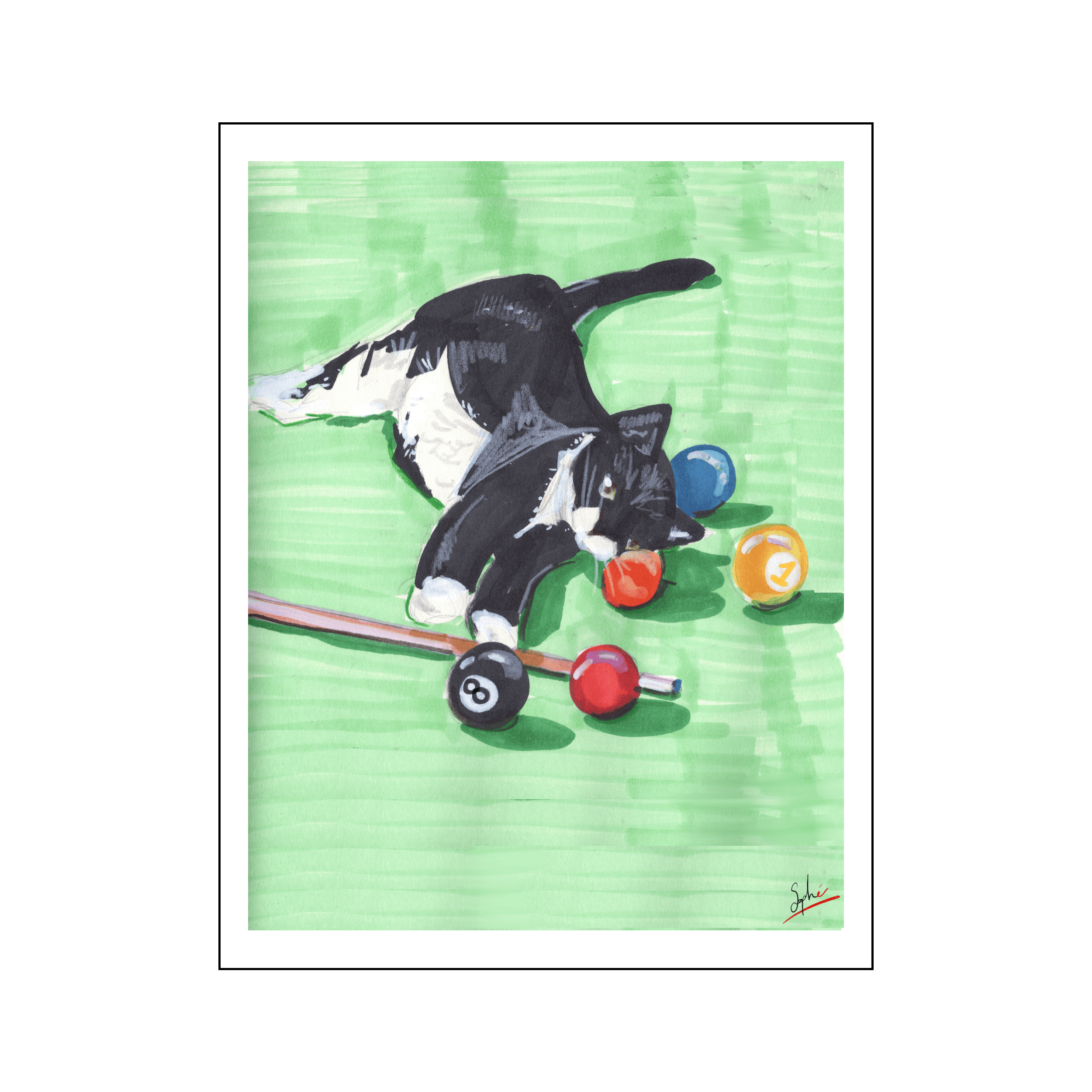 Chat et billard par Sophé